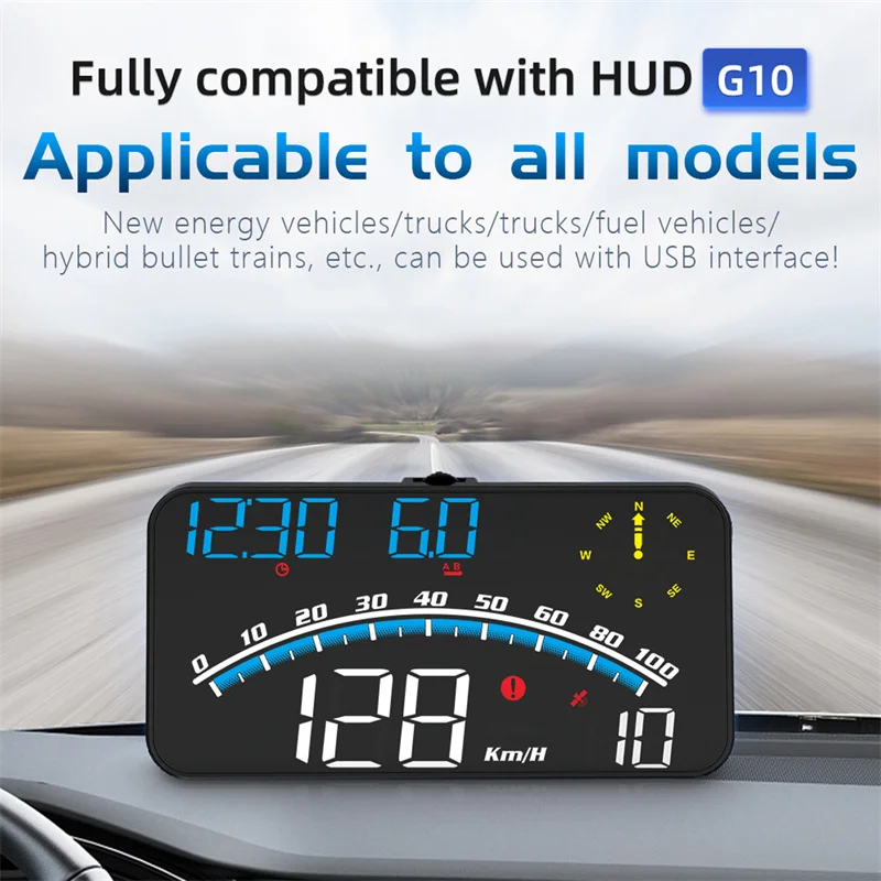 

Автомобильный цифровой спидометр G10, дисплей с отображением показаний приборов, одометр с GPS, большой экран 5,5 дюйма, спидометр, сигнализация о превышении скорости для всех транспортных средств