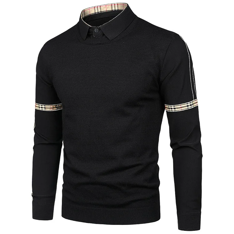 Winter Sweater Men Solid Color Sweaters Warm Casual Knitted Pullovers