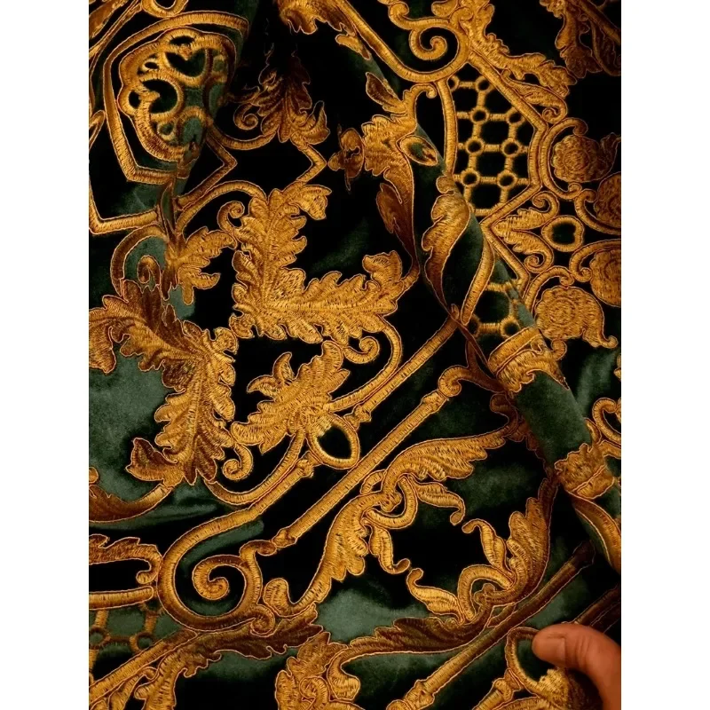 Темно-зеленые бархатные шторы для гостиной столовой спальни роскошные вышитые