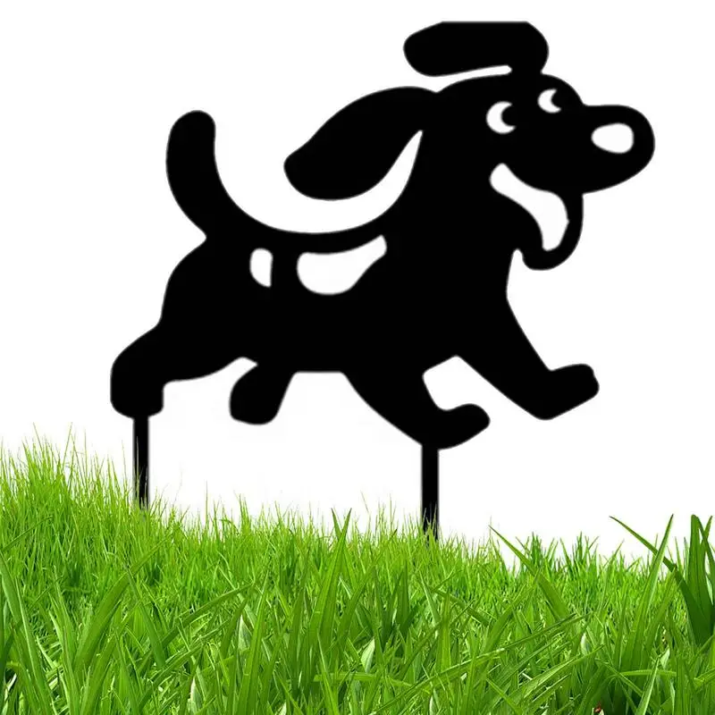 

Garden Dog Decor Decorative Silhouette Chicken Garden Stakes Black Hollow Out Acrylic Animal For Garden Backyard Patio Lawn