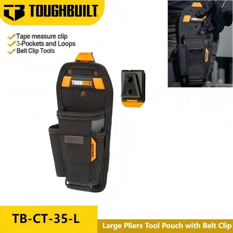 Фото TOUGHBUILT TB-CT-35-M TB-CT-35-L Поясная сумка для инструментов с 3 карманами и петлей для подвешивания Износостойкая сумка для хранения Аксессуары №5