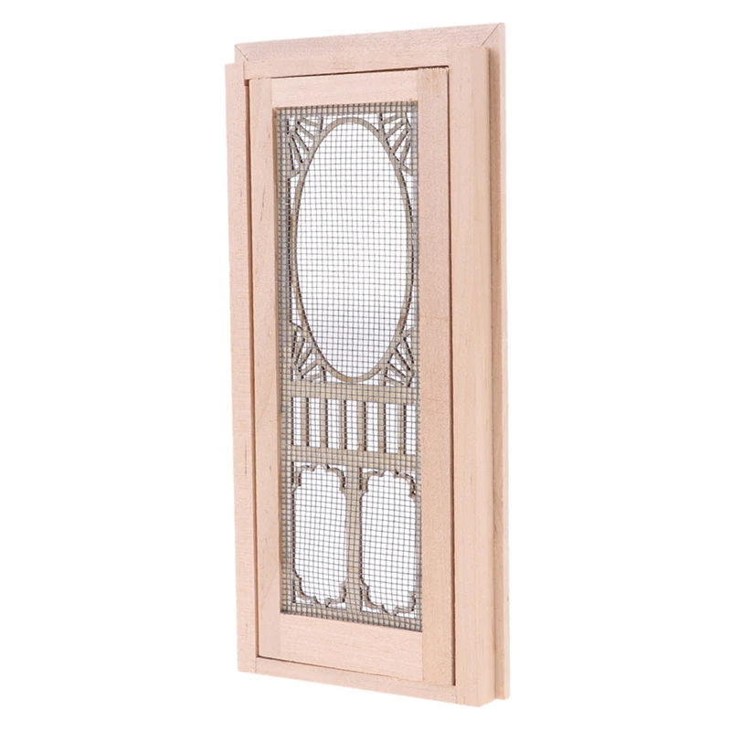 

1:12 Dollhouse Miniature Furniture Hollow Screen Door Wood Door DollHouse DIY Accessories