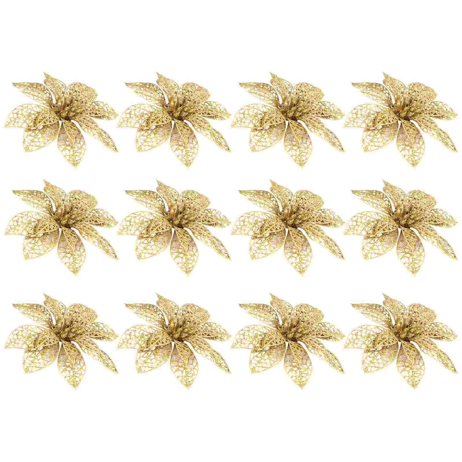 

Flowers Christmas Poinsettia Artificial Tree Glitter Decorationscraft Golden