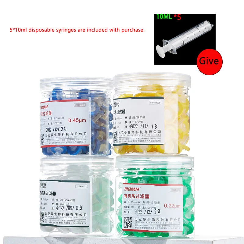 Фото Лабораторные одноразовые игольчатые фильтры DXY PES/PTFE/MCE, 13 мм/25 мм, мембранные фильтры для шприцев, 100 шт./лот №2