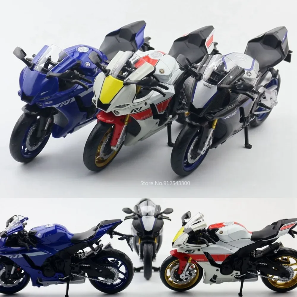 Фото Масштаб 1/12 Yamaha YZF-R1M, модель мотоцикла, игрушка из сплава, литые под давлением модели, коллекция мотоциклов, рождественские игрушки для мальчиков, подарки №2