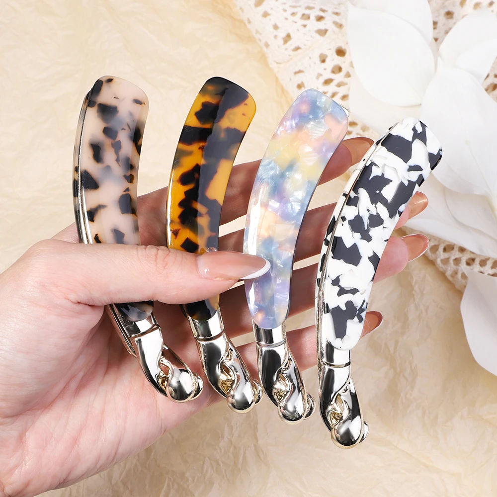 

2022 Fashion Acetate Hair Clips Metal Banana Clip Women's Hair Accessories Fashion Ponytail Barrettes Hair Claws Girls Hairpins