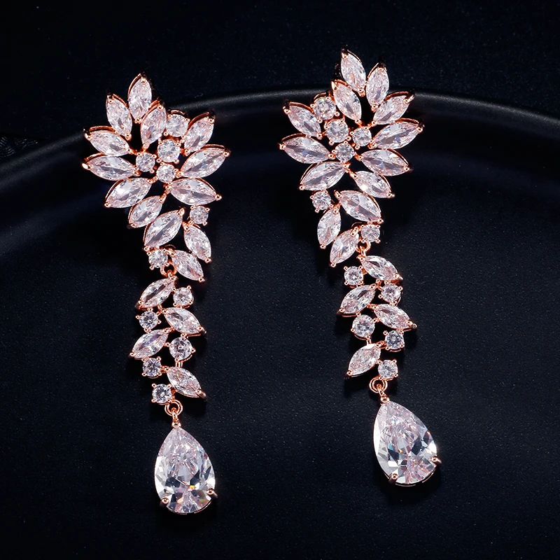 

RAKOL New Fashion Exquisite Water Drop Cubic Zirconia Dangle Earrings for Women 2022 Trendy Marquise Cut Zircon Jewelry Gifts