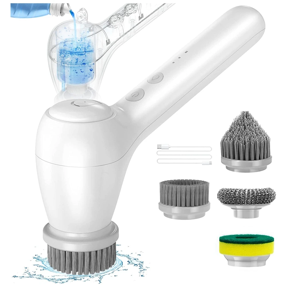 

Electric Spin Scrubber,Cleaning Brush with Auto Detergent Dispenser Portable Handheld Scrubber for Bathroom,Kitchen