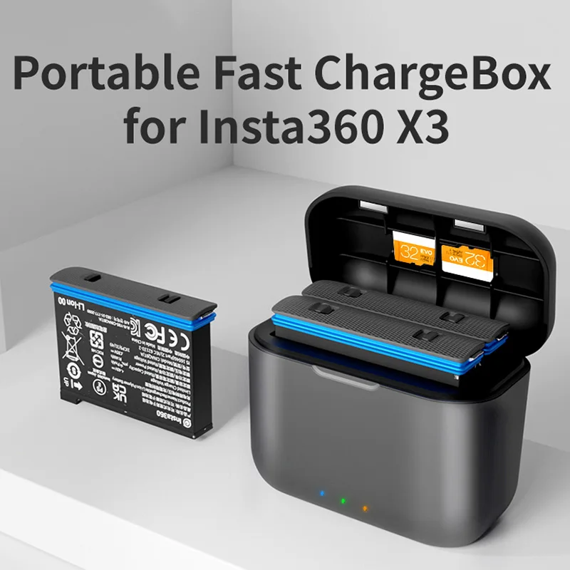 

Insta360 X3 Battery Charger Storage Case Fast Charging Hub Rechargeable Batteries TF Card Box For ONE X3 Camera Accessories