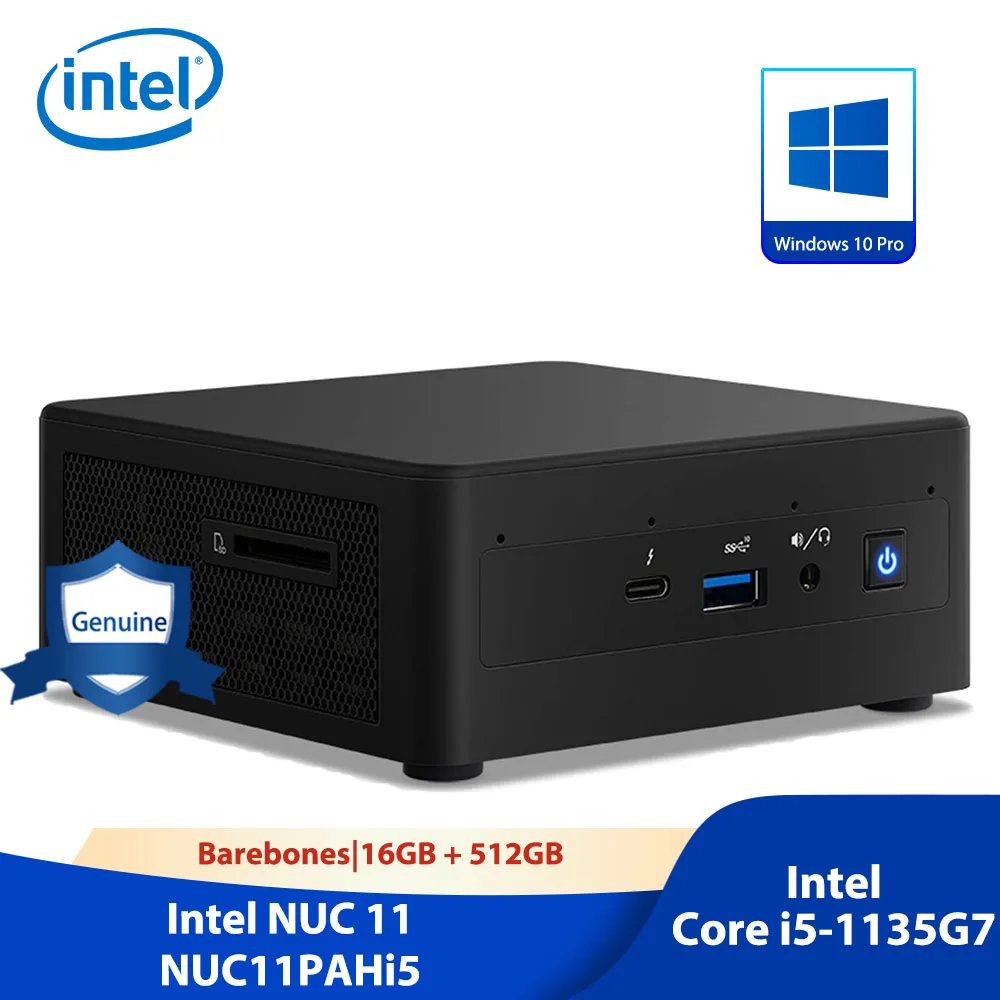

Intel NUC 11 Mini Pc NUC11PAHi5 Core i5-1135G7 Intel Iris Xe Graphics Windows 10 Pro NVMe SSD DDR4 RAM Thunderbolt 3 WiFi 6