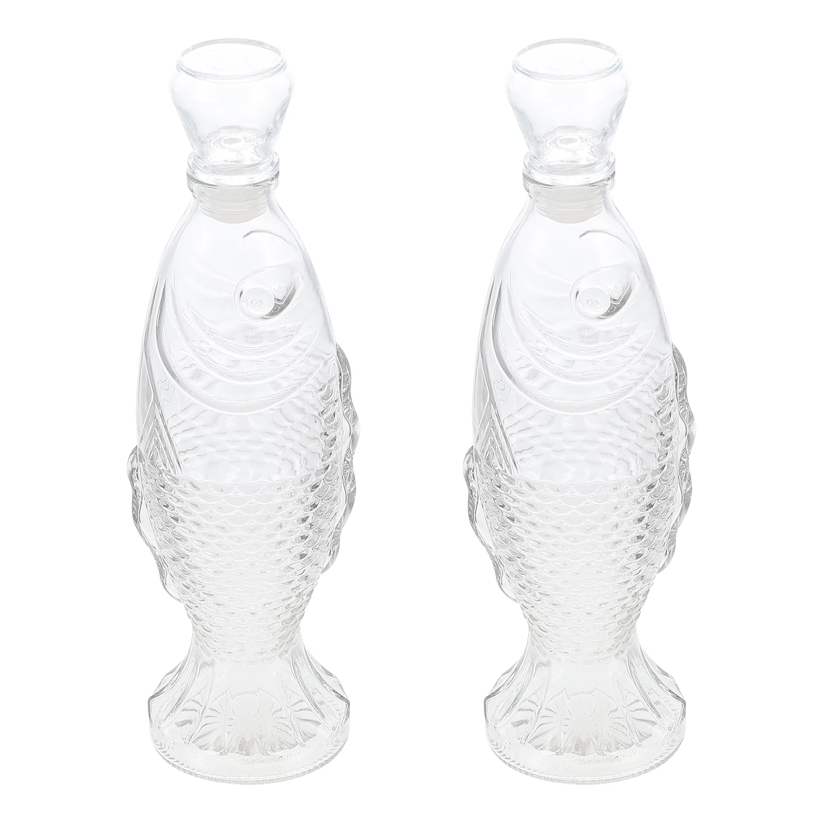 

2PCS Fish Shaped Glass Bottle Lidded Transparent Flower Vase Wishing Bottle