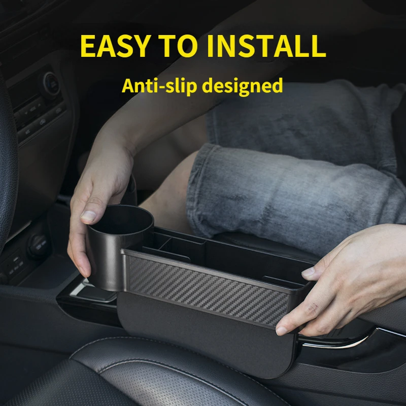

Carbon Fiber Auto Car Seat Gap Catcher Crevice Pocket Storage Box Organizer Stow Console Compartment Organizer Plastic Box
