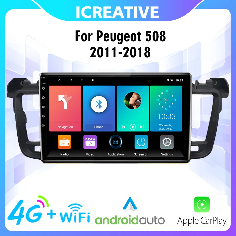 Car Multimedia Player For Peugeot 508 2011-2018 2 Din Android Carplay WIFI FM BT GPS Navigation Head Unit Auto Stereos