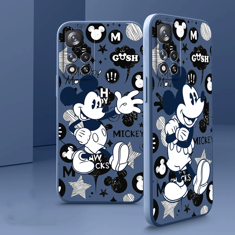 

Disney Mickey Mouse Art Liquid Rope Soft Cover Phone Case For Xiaomi Redmi Note 11 11S 11T 10S 10 9S 9T 9 8T 8 Pro Plus 5G