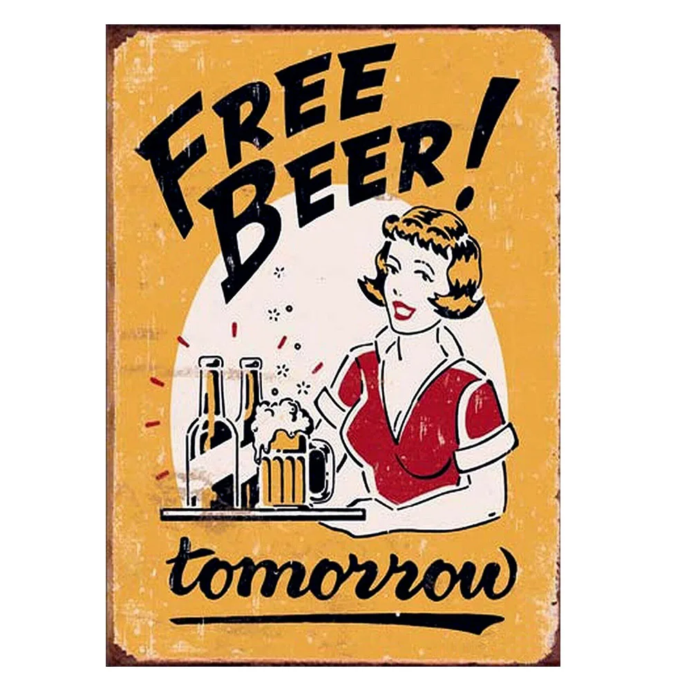 

Бесплатная пивная шутка Ретро металлический знак табличка мужская пещера Паб Бар Гараж для дома