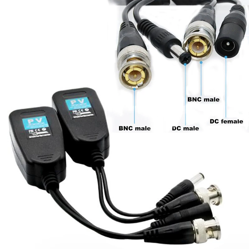 1/2/5 пар пассивных коаксиальных разъемов BNC Power Video Balun для приемопередатчика RJ45 DC