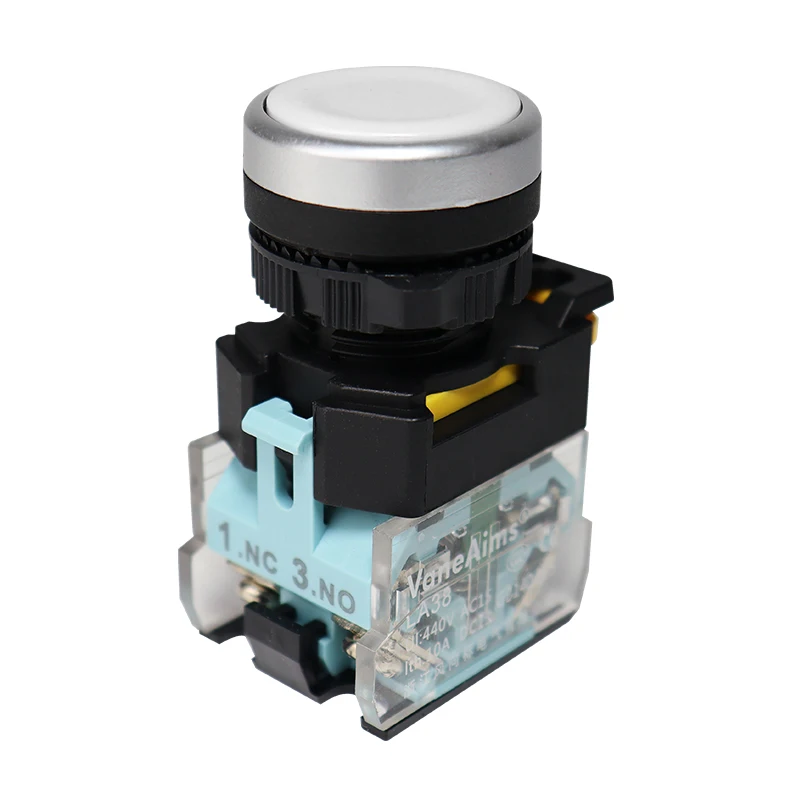 Vaneцелы 22 мм FXB38 Пластиковый Кнопочный Переключатель 10 А 1NO 1NC Фотоэлементы вкл/выкл плоская головка переключатель питания с серебряным контактом