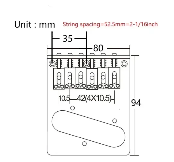 Wilkinson 52 5 мм (2-1/16 дюйма) 6-седельный современный мост WOT03 Хром