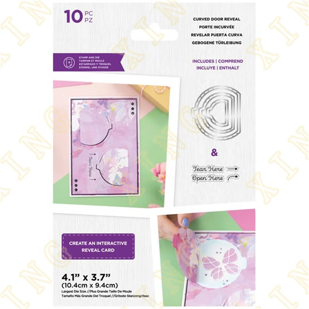 

Curved Door Reveal Metal Cutting Die Clear Stamps Scrapbook Embossed Paper Card Album Craft Template New for 2022 Arrival