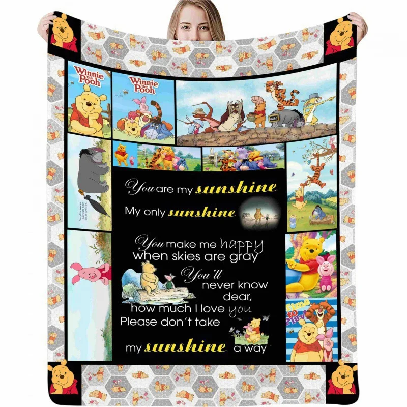 Одеяло с рисунком медведя Винни-Пуха теплое мягкое пушистое для детей и взрослых