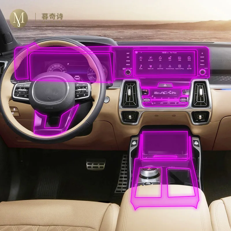 

For Kia Sorento MQ4 2021-2023 Car interior accessories film transparent TPU console Anti-scratch resist film Radio display Film