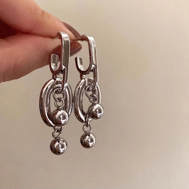 Fashion Irregular Metal Pendant Earrings for Women European and American Style Dangle
