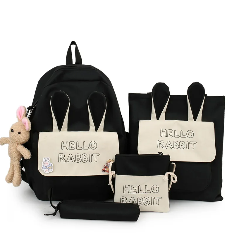 4 piece set Casual Backpacks Cute School Bags For Teenager Girl Women Backpack Fashion Nylon Shoulder Bags For Teenager Mochilas