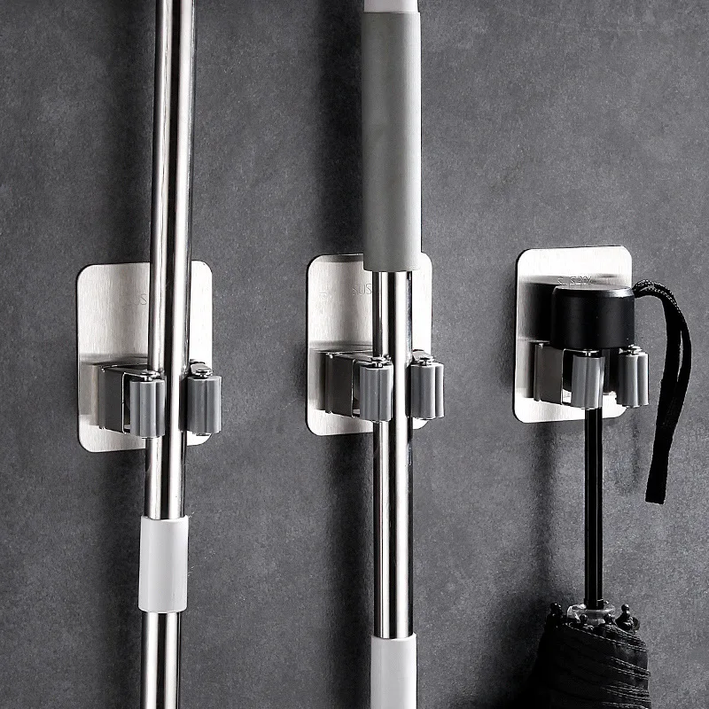 

1pcs Adhesive Multi-Purpose Hooks Wall Mounted Mop Organizer Holder RackBrush Broom Hanger Hook Kitchen bathroom Strong Hooks