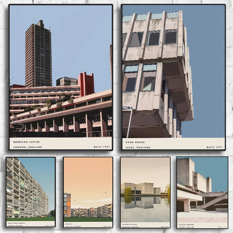 Современный минималистичный постер середины века архитектура Баухауза холст