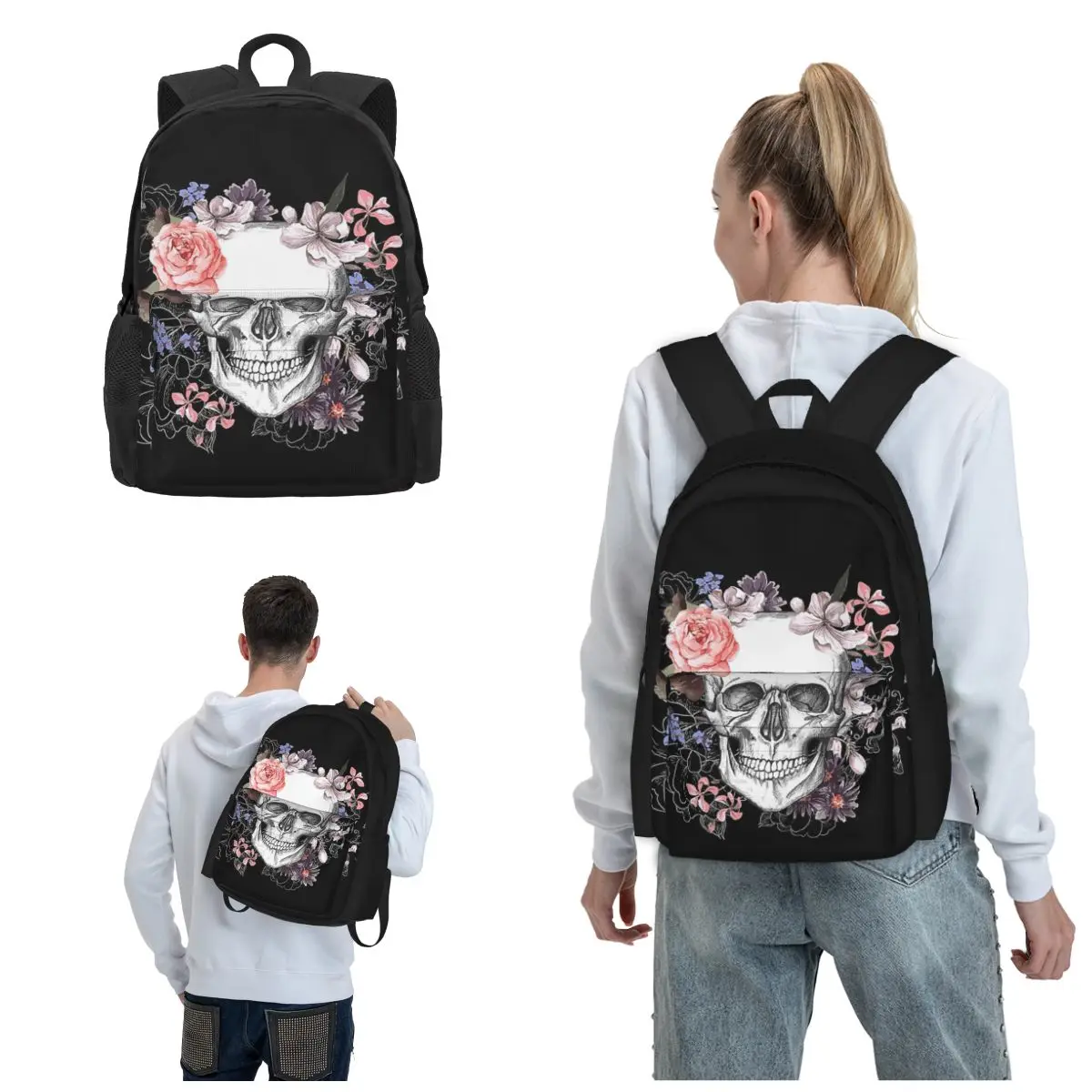 

Skull Rose Art Floral Explore The Outdoors With Confidence Using Our Sturdy Backpacks Computer Bag Lightweight Travel Bookbag