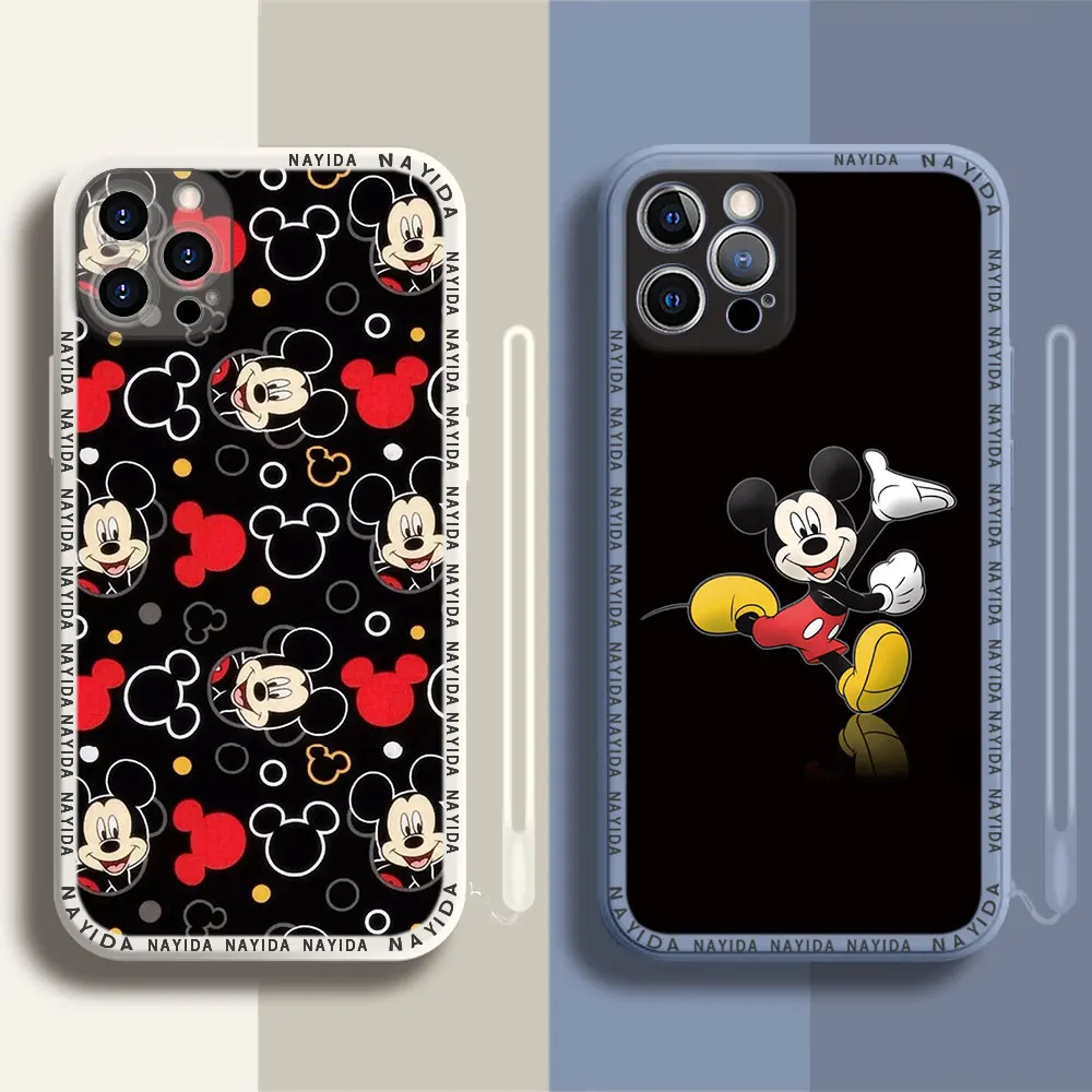 

Phone Case For iPhone 14 13 11 12 Mini Pro Max XS XR X Soft Silicone TPU Cover Disney Mickey Mouse Bag