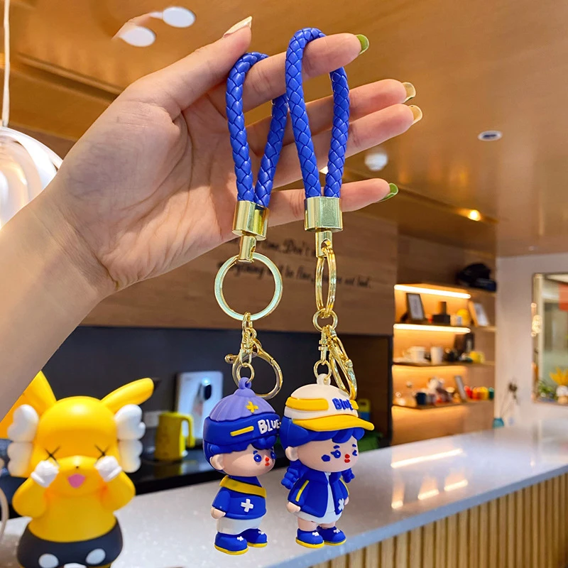 Креативный брелок с синей куклой изысканный мультяшный для ключей мальчиков и