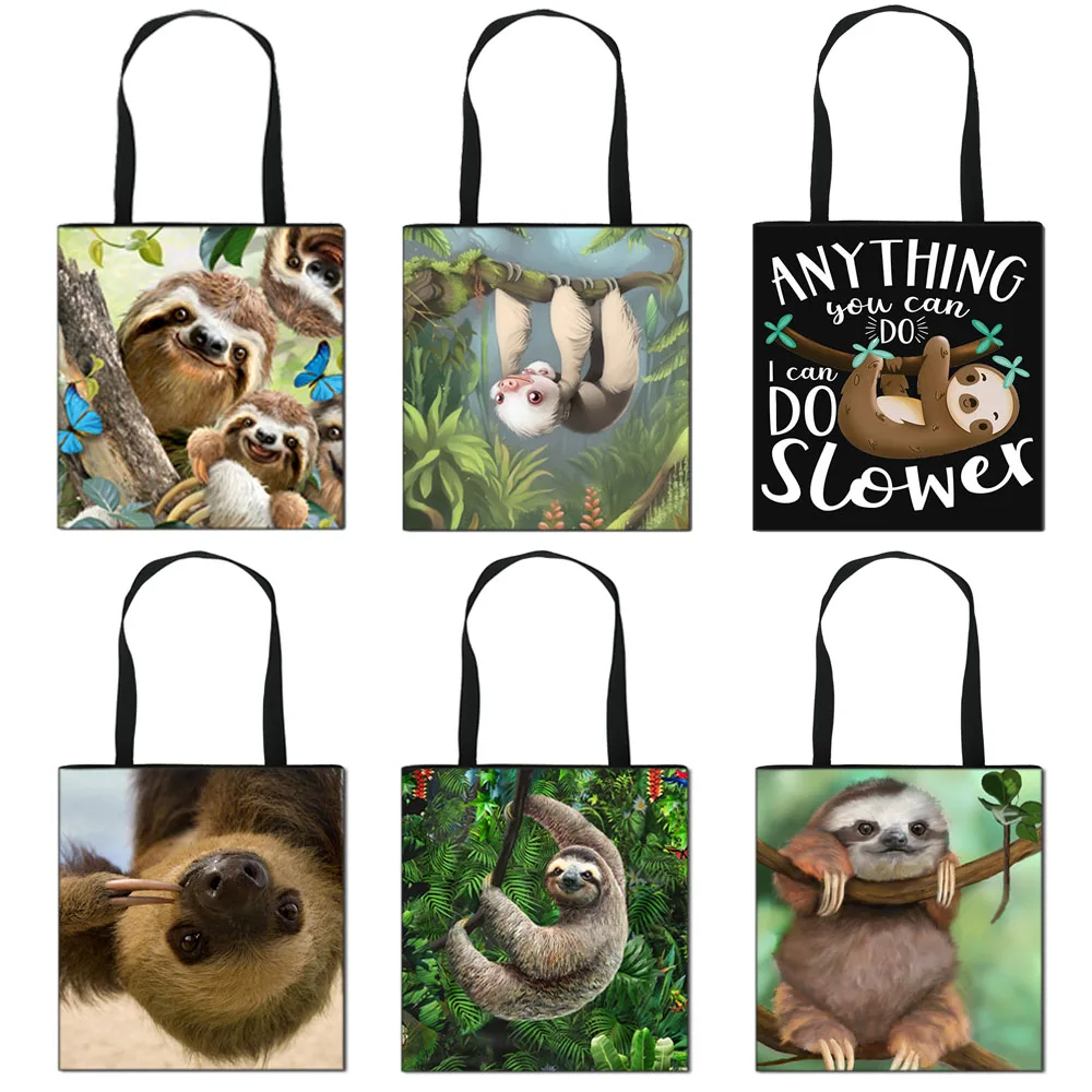 

Women Handbag Animal Sloth Casual Totes Bag Canvas Shoulder Bag Ladies Portable Large Capacity Shopping Bags Gift DICHOS