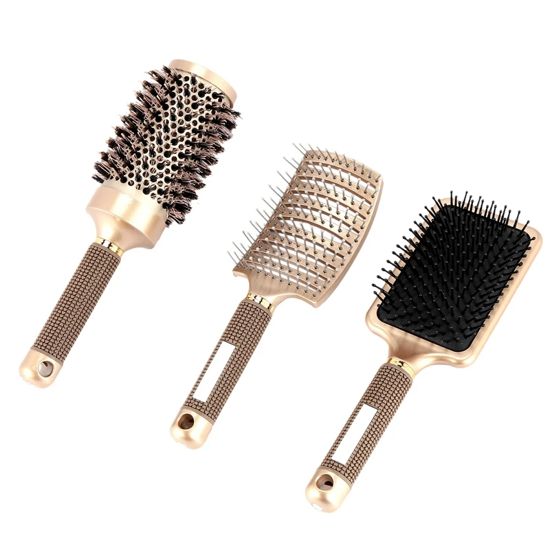 

3Pcs Hair Scalp Massage Comb Nylon Wet Curly Detangle Hair Brush Roller Comb For Salon Hairdressing Styling Tools