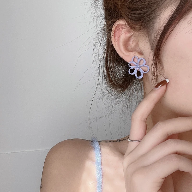 Весенние розовые серьги в форме цветка 2022 милые серьги-капли дешевые корейские