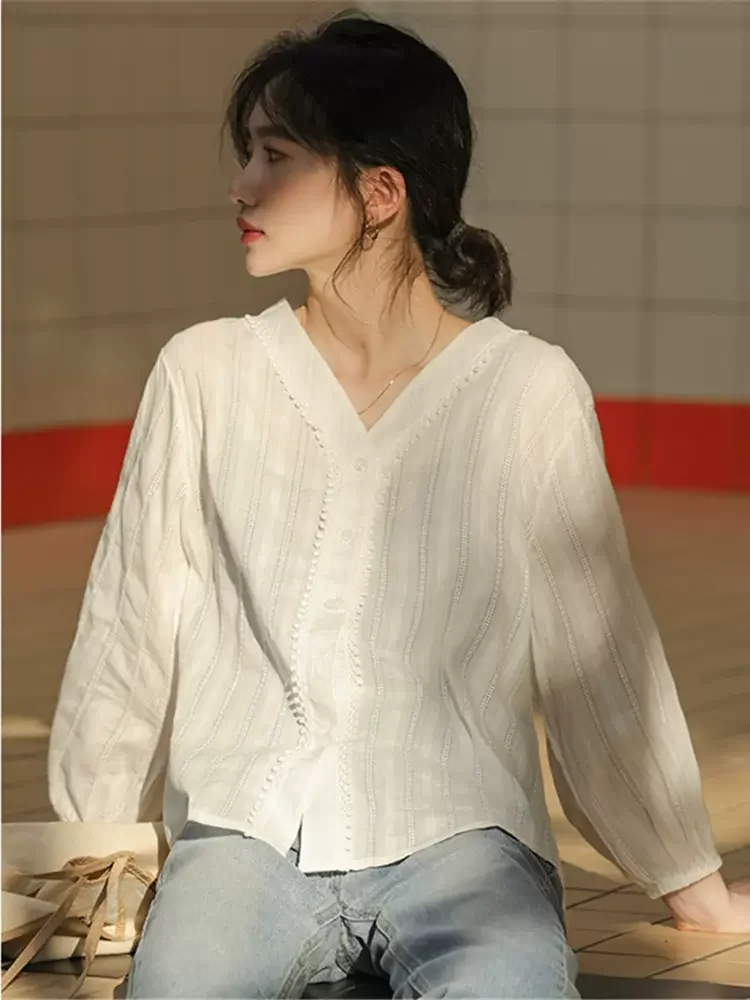 Женские рубашки летние однотонные кружевные винтажные милые Солнцезащитные