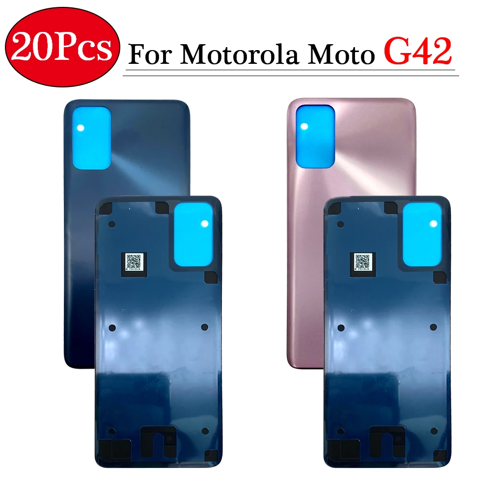 

20 шт., 100% оригинальная новая Крышка батарейного отсека, стеклянная задняя крышка корпуса, замена для Motorola Moto G42, чехол для телефона с наклейкой