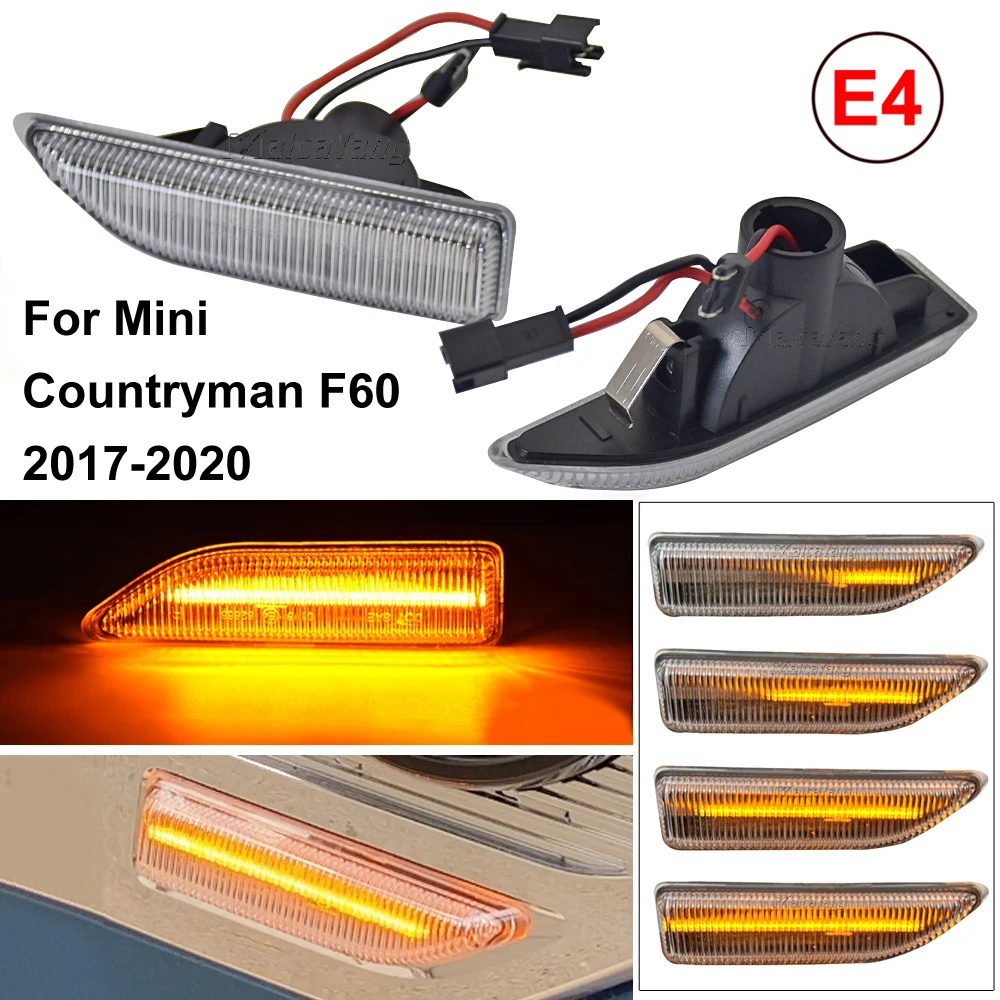 

For MINI F60 Countryman 2017 2018 2019 2020 Amber LED Front Bumper Side Marker Light Flowing Turn Signal Lamp
