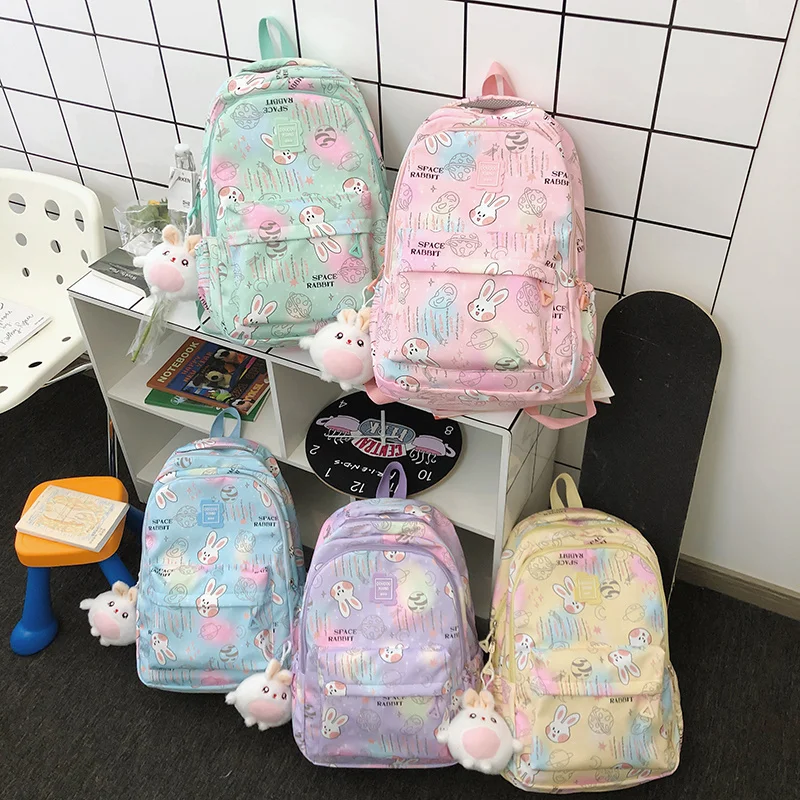 

Japanese Women Backpack Kawaii Print School Bag for Girls Multi-layer Design Female Travel Bags Waterproof Storage Backpacks