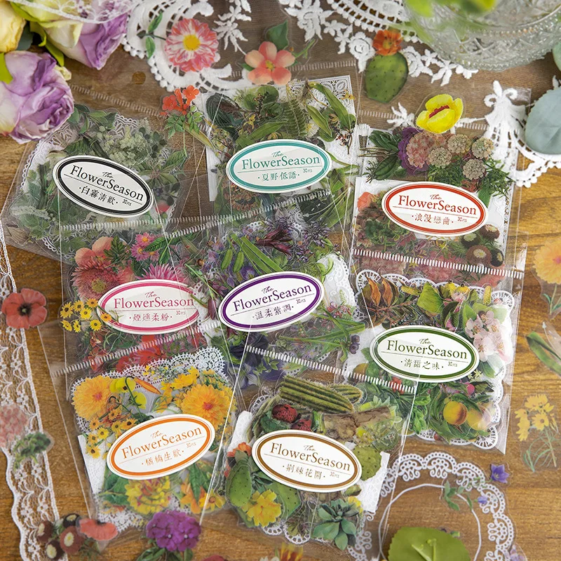 

30pcs/lot Kawaii Scrapbook Stickers blooming season Scrapbooking Journaling Supplies Planner Decorative Craft Stationery Sticker