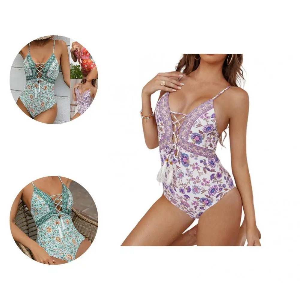 

Simple Women Swimsuit Wire Free One-piece Women Swimwear Off Shoulder Backless Swimsuit