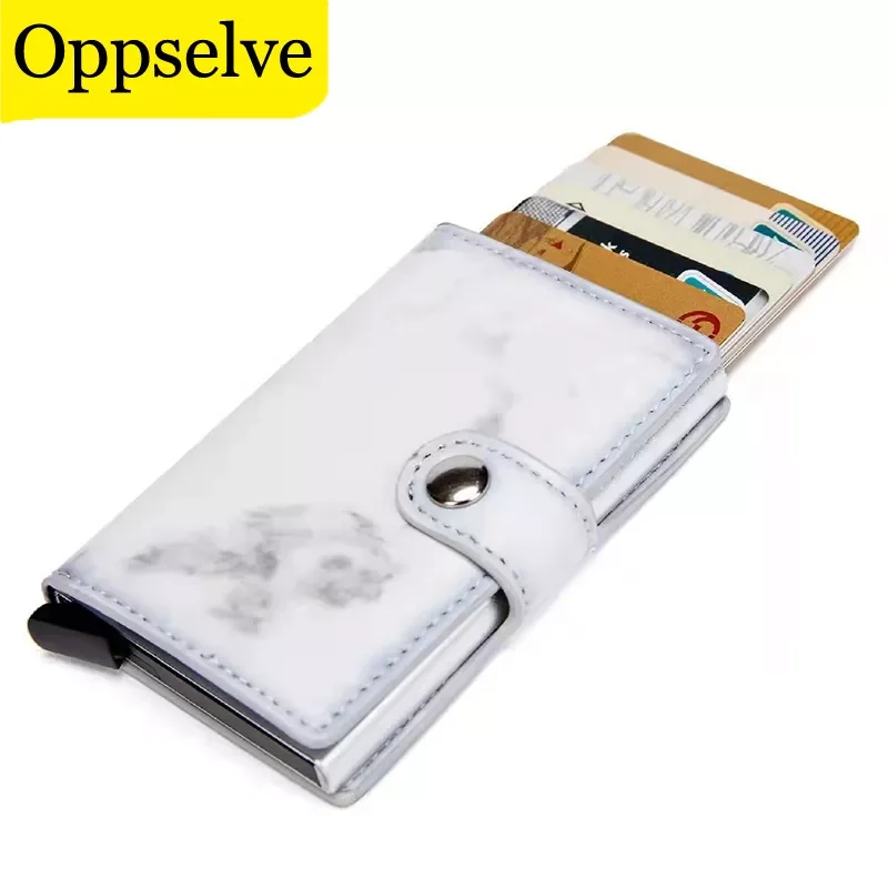 

2022 Credit Card Holder Wallet Men Women RFID Blocking Aluminium Bank Cardholder Case Vintage Leather Wallet with Money Clips