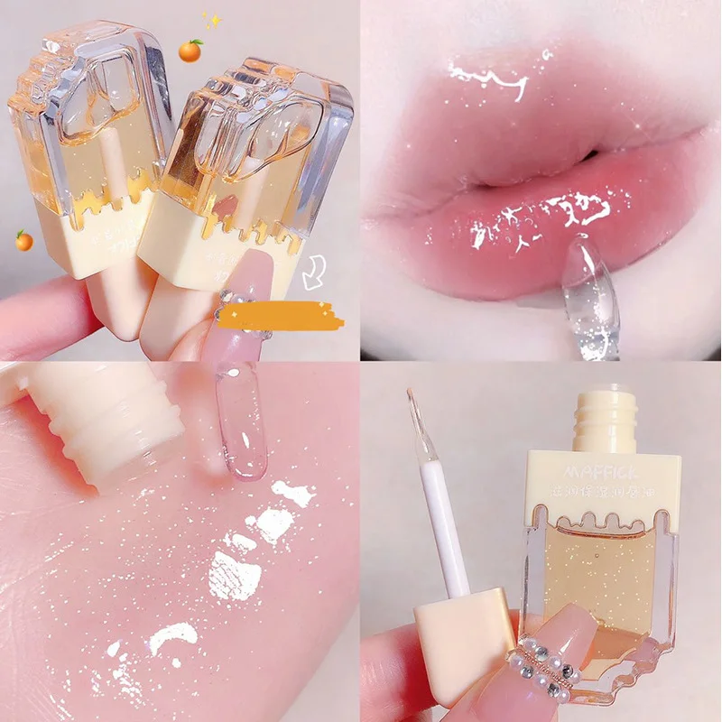 

Ice Cream Lip Oil Moisturizing Transparent Lip Gloss Crystal Fade Lip Lines Crystal Lip Oil Waterproof Lipstick Lips Cosmetics