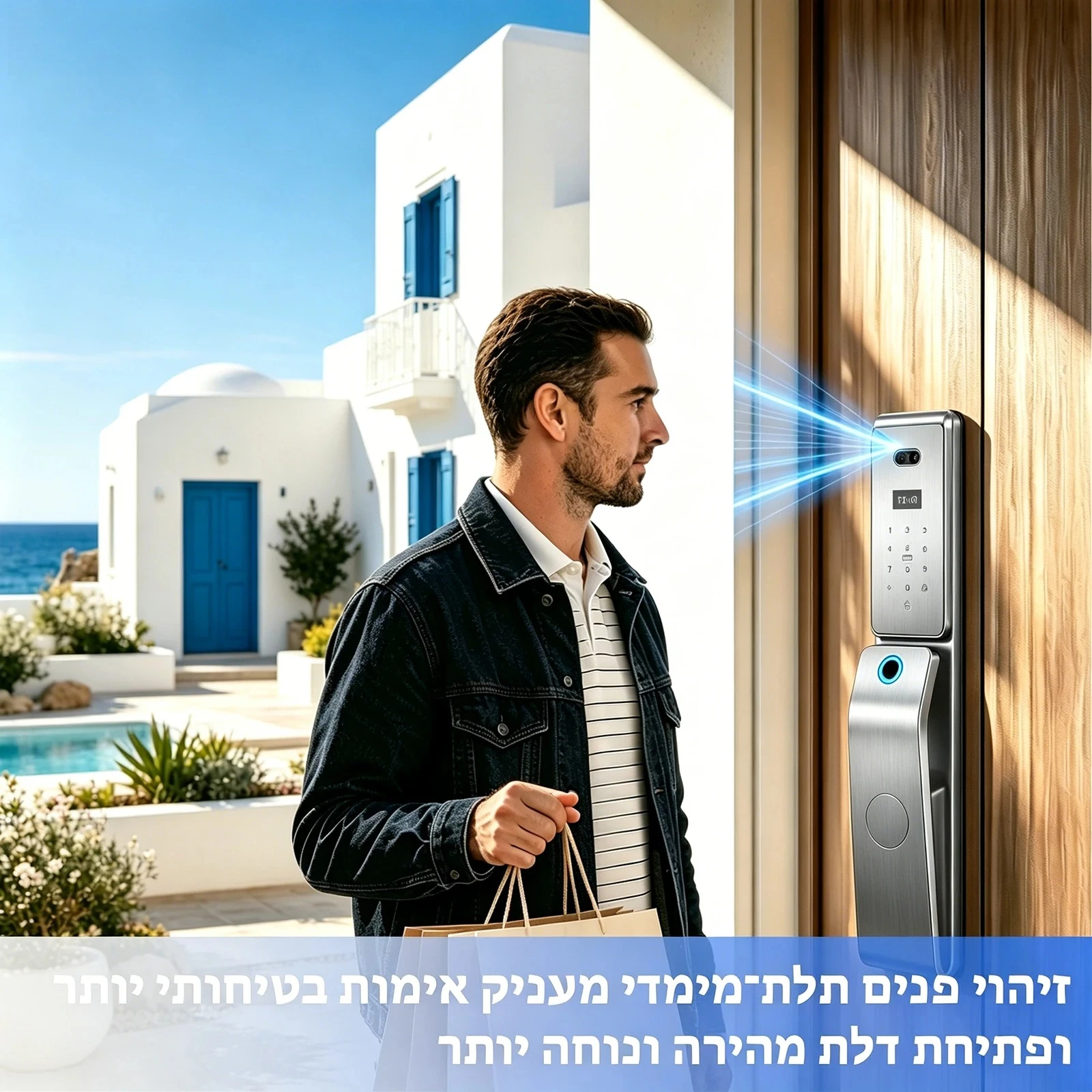 Фото Умный замок SmarDeer Israel 6590 для Tuya, водонепроницаемый IP66, с распознаванием лиц и вен ладони, с поддержкой иврита, Wi-Fi замок Tuya №5