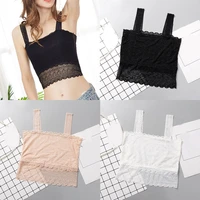 womens lace diamond bralette one size floral comfortable padded tank tops solid color simple all match anti glare camisole