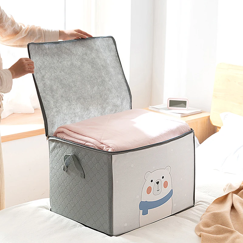 

Вместительная Нетканая сумка для хранения одежды, складное одеяло, влагостойкая Пыленепроницаемая сумка для шкафа, отделка детской одежды