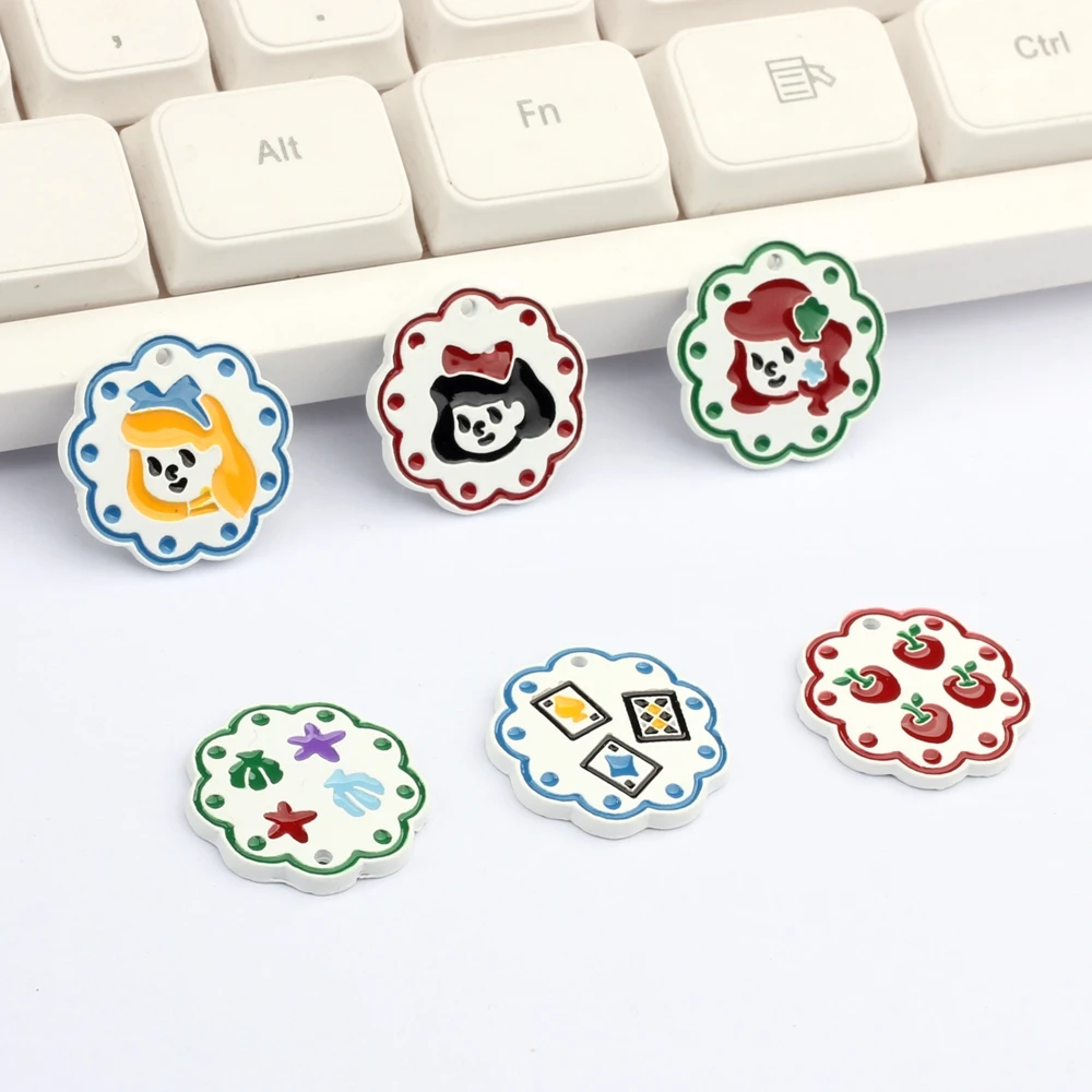 

Очаровательные Подвески из цинкового сплава с эмалью и цветами, 6 шт./лот