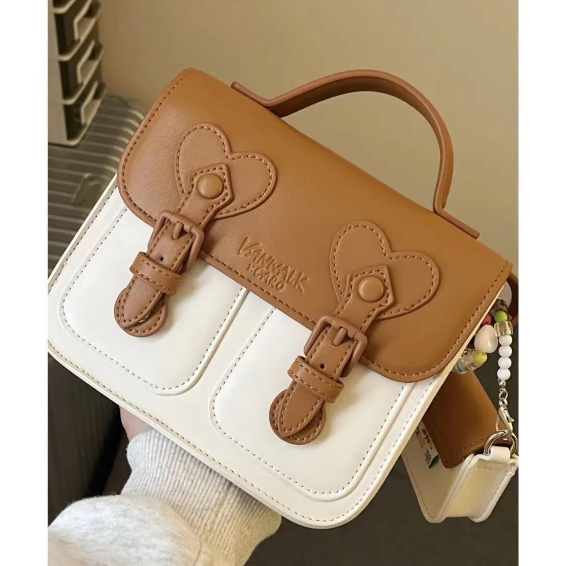 Y2K Vintage Retro Korean Fashion Shoulder Underarm Harajuku PU Tote Bag Ladies Crossbody Bags Purses Small Square Handbags Women