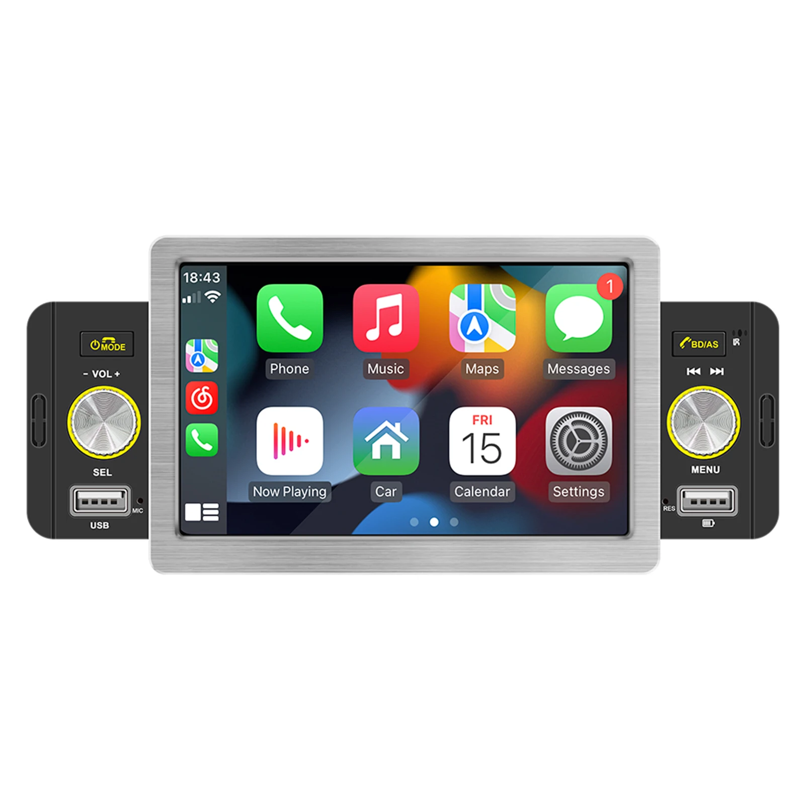 

1Din автомобильный MP5 плеер для CarPlay Android Авто Аудио Стерео FM Bluetooth рулевое колесо дистанционное управление автомобильный MP5-плеер Авторадио