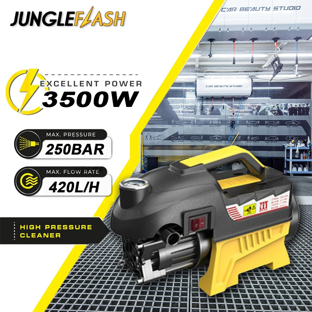 

JUNGLEFLASH Car Wash Machine High Pressure 220V Small Portable Cleaning Machine Car Wash Water Gun Water Pump High Power 3500W